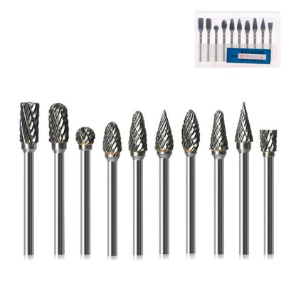 10 PCS / Set Hard Alloy Tungsten Steel Grinding Head Double Pattern Rotating Milling Cutter Head Root Carving Knife, Style: Transparent Box - Abrasive Tools & Accessories by buy2fix | Online Shopping UK | buy2fix