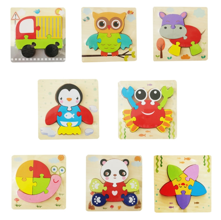 3 PCS Early Childhood Education Wooden Three-Dimensional Jigsaw Puzzle Toy(Y-Owl) - Puzzle Toys by buy2fix | Online Shopping UK | buy2fix