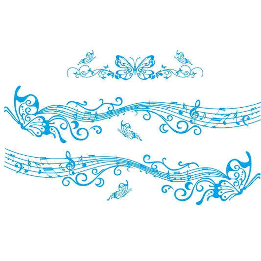 D-347 Butterfly Note Car Sticker Sheet Music Waist Line Body Sticker(Blue) - In Car by buy2fix | Online Shopping UK | buy2fix