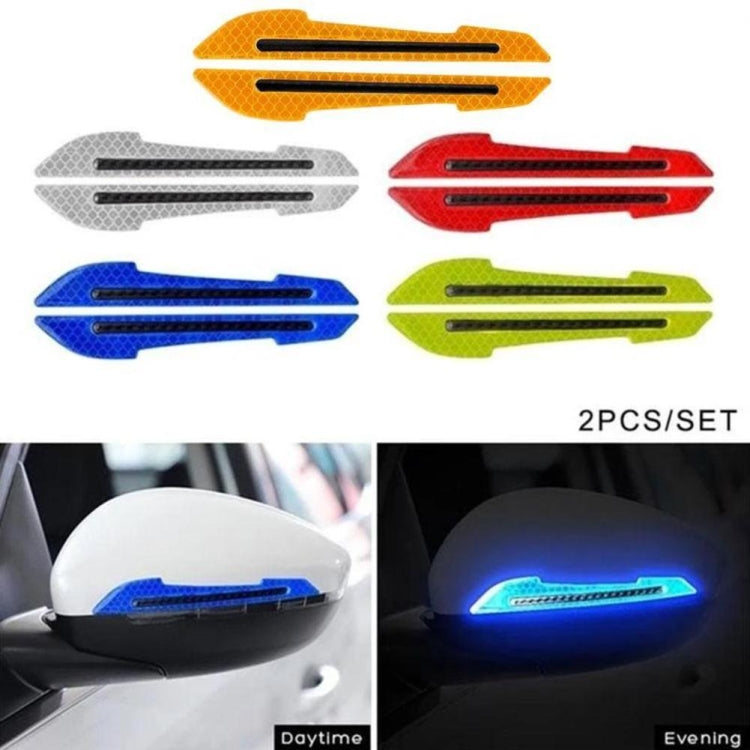 4 Sets Car Reflective Sticker Door Border Anti-Collision Strip Leaf Board Personality Rear View Mirror Warning Sticker(Yellow) - In Car by buy2fix | Online Shopping UK | buy2fix