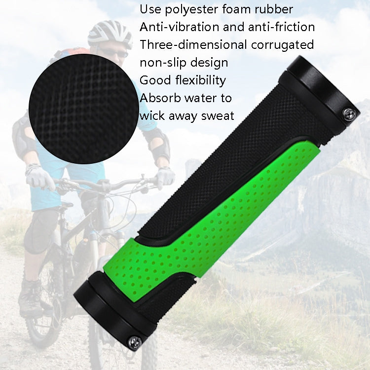 2 Pairs BG-0404 Bicycle Rubber Handle Cover The Mountain Bike Bilateral Lock Dead Anti-Slip Handle Cover(Green) - Outdoor & Sports by buy2fix | Online Shopping UK | buy2fix