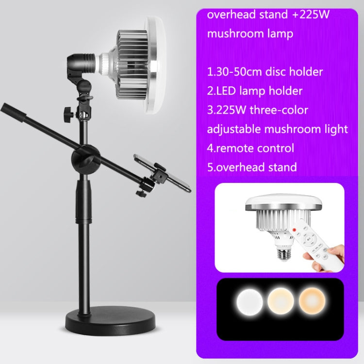 Mobile Phone Live Support Shooting Gourmet Beautification Fill Light Indoor Jewelry Photography Light, Style: 225W Mushroom Lamp + Stand + Overhead Stand - Consumer Electronics by buy2fix | Online Shopping UK | buy2fix