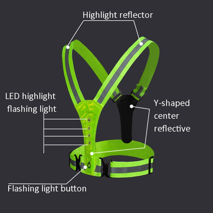 LED Reflective Vest High Stretch Outdoor Reflective Vest Traffic Safety Reflective Clothing(Yellow) - In Car by buy2fix | Online Shopping UK | buy2fix