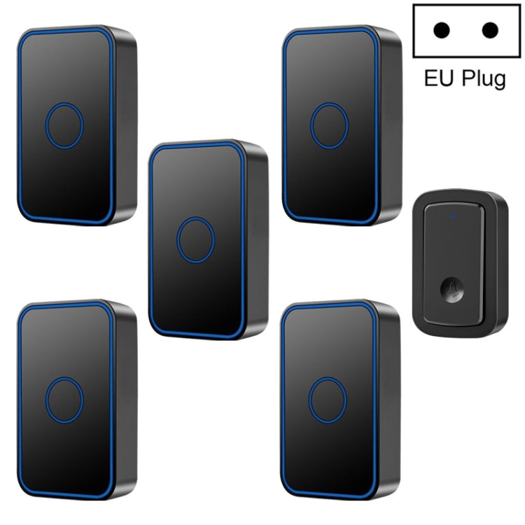 CACAZI A19 1 For 5 Wireless Music Doorbell without Battery, Plug:EU Plug(Black) - Security by CACAZI | Online Shopping UK | buy2fix