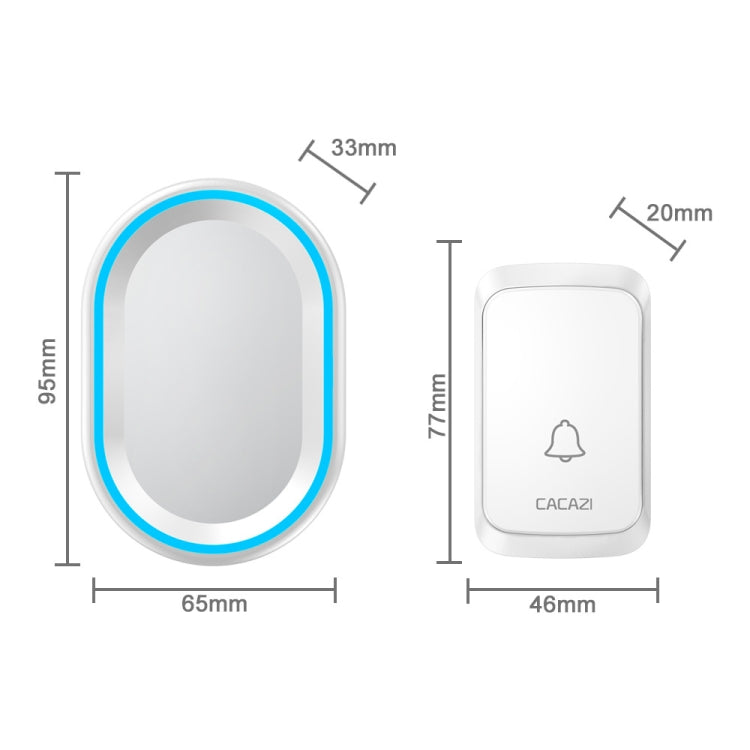 CACAZI A80 1 For 1 Wireless Music Doorbell without Battery, Plug:EU Plug(White) - Security by CACAZI | Online Shopping UK | buy2fix