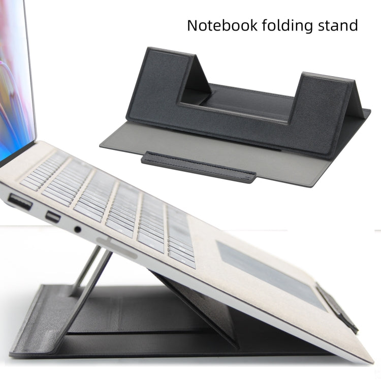 Laptop Leather Folding Stand Tablet Phone Holder(Black) - Computer & Networking by buy2fix | Online Shopping UK | buy2fix