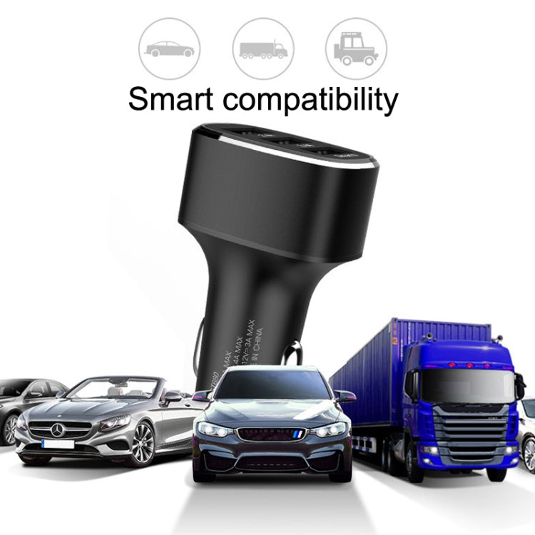 QIAKEY GT690C Dual USB + USB-C / Type-C Aluminum Alloy Three-Hole Car Charger(Black) - In Car by QIAKEY | Online Shopping UK | buy2fix