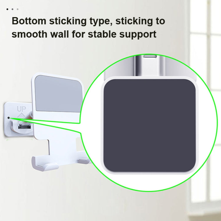 2 PCS T11 Wall Paste Mobile Phone Bracket Foldable Lift Bathroom Kitchen Wall Bracket(Black) - Hand-Sticking Bracket by buy2fix | Online Shopping UK | buy2fix