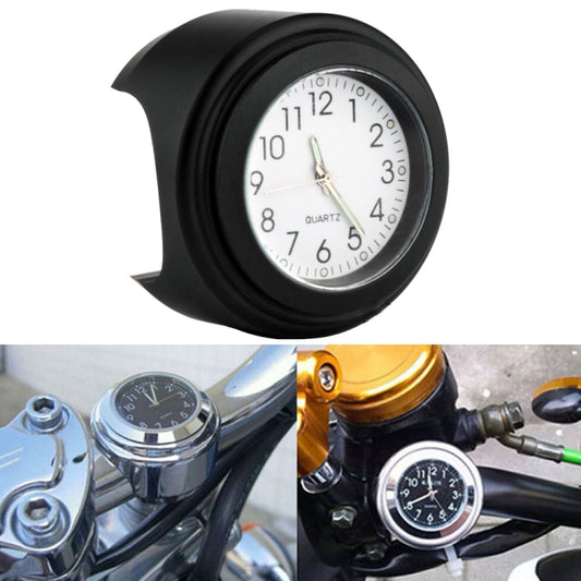 Aluminum Alloy Plating Motorcycle Handlebar Clock(Black Shell White Background) - In Car by buy2fix | Online Shopping UK | buy2fix