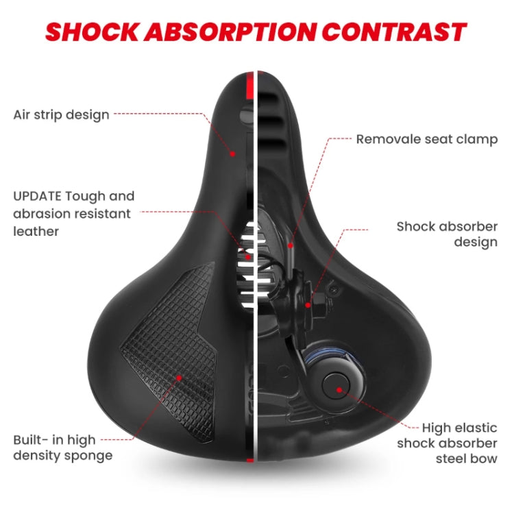 SGODDE Mountain Bike Shock Absorbing Thickened Soft Saddle(Black Red) - Outdoor & Sports by buy2fix | Online Shopping UK | buy2fix
