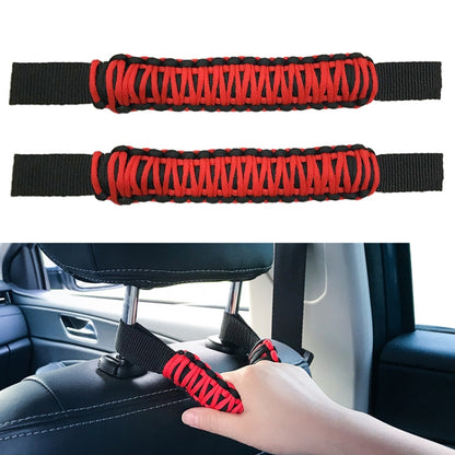 2 PCS Car Rear Handle SUV Modified Umbrella Rope Braided Handle(1070A Red Black) - In Car by buy2fix | Online Shopping UK | buy2fix