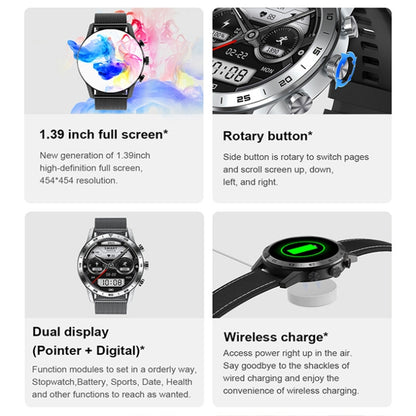 LOANIY DT70 Analog Digital Dual Display Smart Call Watch(Black Silicone) - Smart Watches by LOANIY | Online Shopping UK | buy2fix