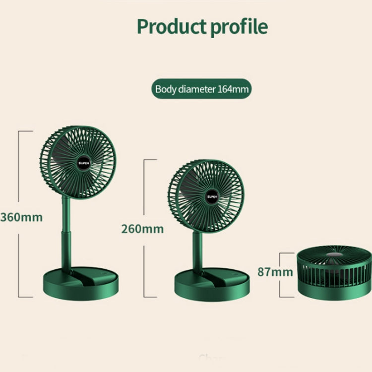 Portable Folding Fan  Retractable Floor Standing Fan,Style: Rechargeable (Green) - Consumer Electronics by buy2fix | Online Shopping UK | buy2fix