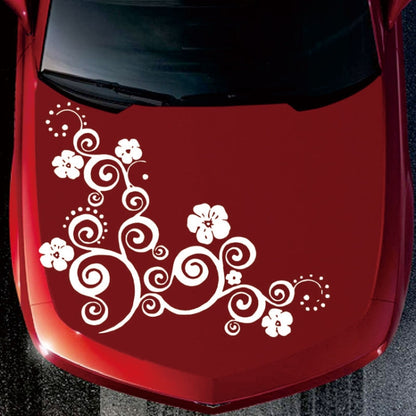 D-908 Summer Flower Totem PVC Car Hood Sticker(Red) - In Car by buy2fix | Online Shopping UK | buy2fix