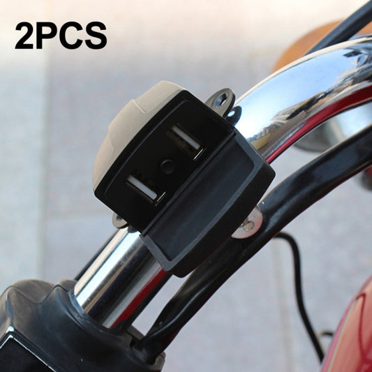 2 PCS Motorcycle Dual USB Charger Waterproof Handlebars Rearview Mirror Universal(Trapezoidal) - In Car by buy2fix | Online Shopping UK | buy2fix
