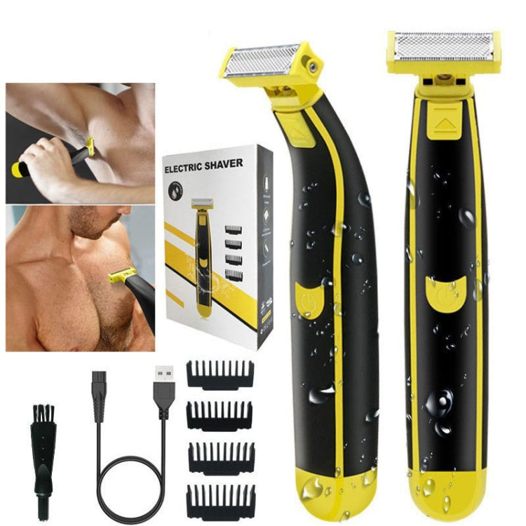 Electric Razor Portable USB Rechargeable Men Shaver(Yellow Black) - Electric Shavers by buy2fix | Online Shopping UK | buy2fix