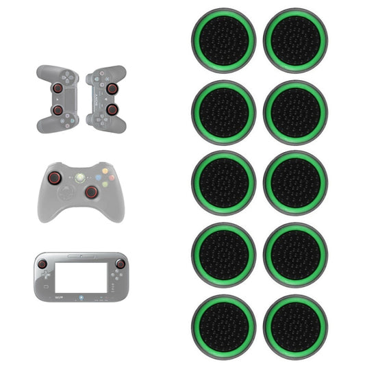10 PCS Gamepad Silicone Luminous Button Cap Rocker Cap For PS5/PS4/PS3/ONE/360/PRO/series X/S(Black Green Circle) - Cases by buy2fix | Online Shopping UK | buy2fix