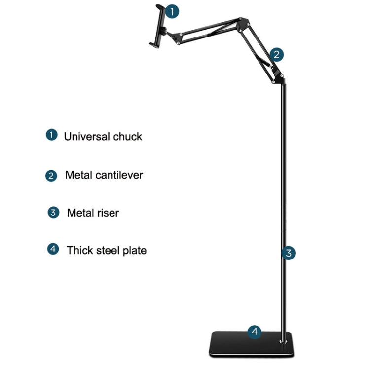 135cm Mobile Phone Tablet Live Broadcast Bedside Lifting Bracket Floor Model (White) - Lazy Bracket by buy2fix | Online Shopping UK | buy2fix