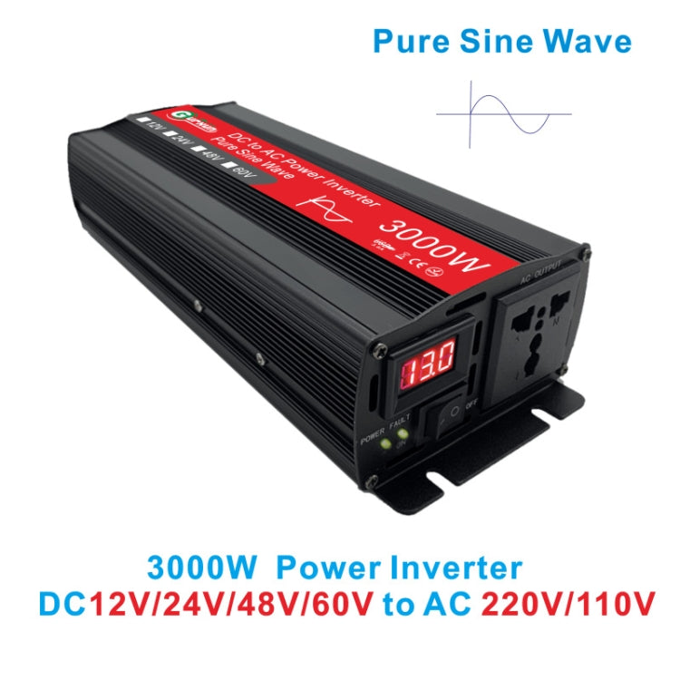 Gurxun Sine Wave Inverter 3000W 12/24/48/60V To 220V Car Boost Converter, Specification: 60V-220V - In Car by buy2fix | Online Shopping UK | buy2fix
