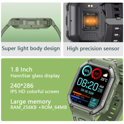 KR06 1.8 Inch Heart Rate Blood Pressure Monitoring Smart Calling Watch(Green) - Smart Wear by buy2fix | Online Shopping UK | buy2fix