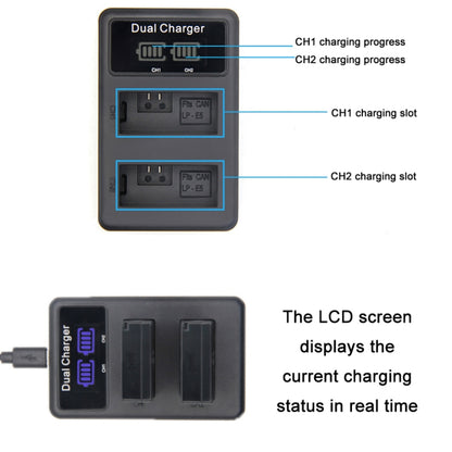 LP-E5 LCD Vertical Dual Charge SLR Camera Battery Charger - Camera Accessories by buy2fix | Online Shopping UK | buy2fix