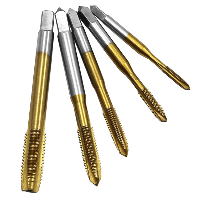 M3-M8 Titanium Plated Straight Slot Tap HSS Tapping Inner Thread Set - Drill & Drill Bits by buy2fix | Online Shopping UK | buy2fix