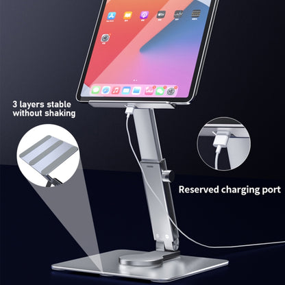 JUNDNE H06 Desktop Folding Phone Stand Portable Telescopic Rotary Tablet Stand(Deep Grey) - Computer & Networking by JUNDNE | Online Shopping UK | buy2fix