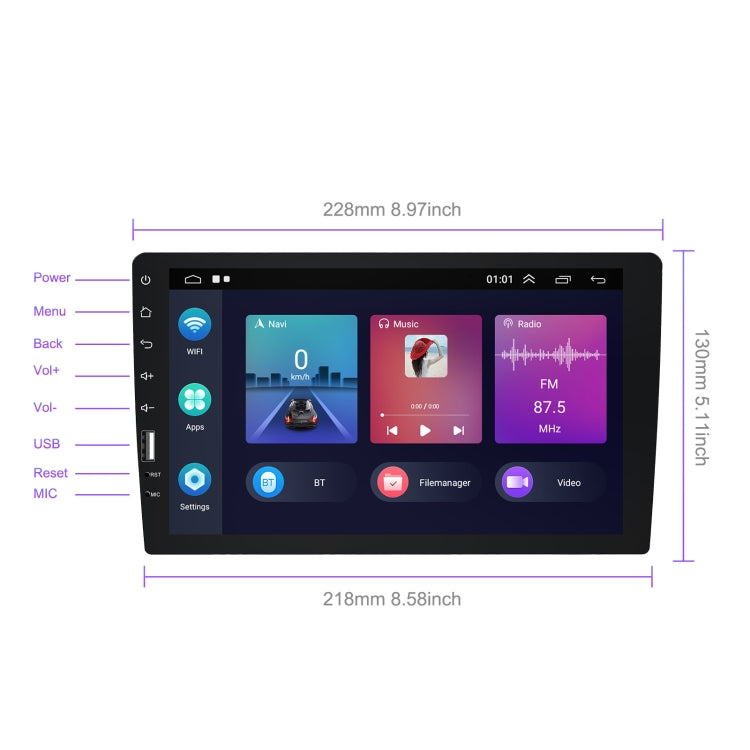 A3236 9 inch Android 11 Single Butt MP5 Player, Style: Wifi 2+32G(Standard+AHD Camera) - In Car by buy2fix | Online Shopping UK | buy2fix