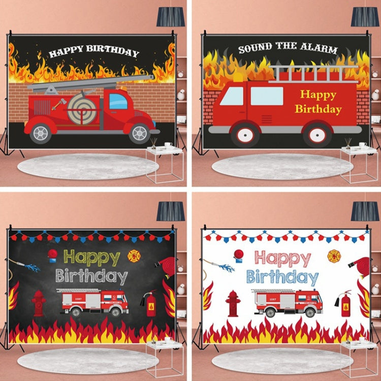 1.5x1m Fire Engine Happy Birthday Party Scene Backdrop for Photojournalism(MDU04233) - Camera Accessories by buy2fix | Online Shopping UK | buy2fix