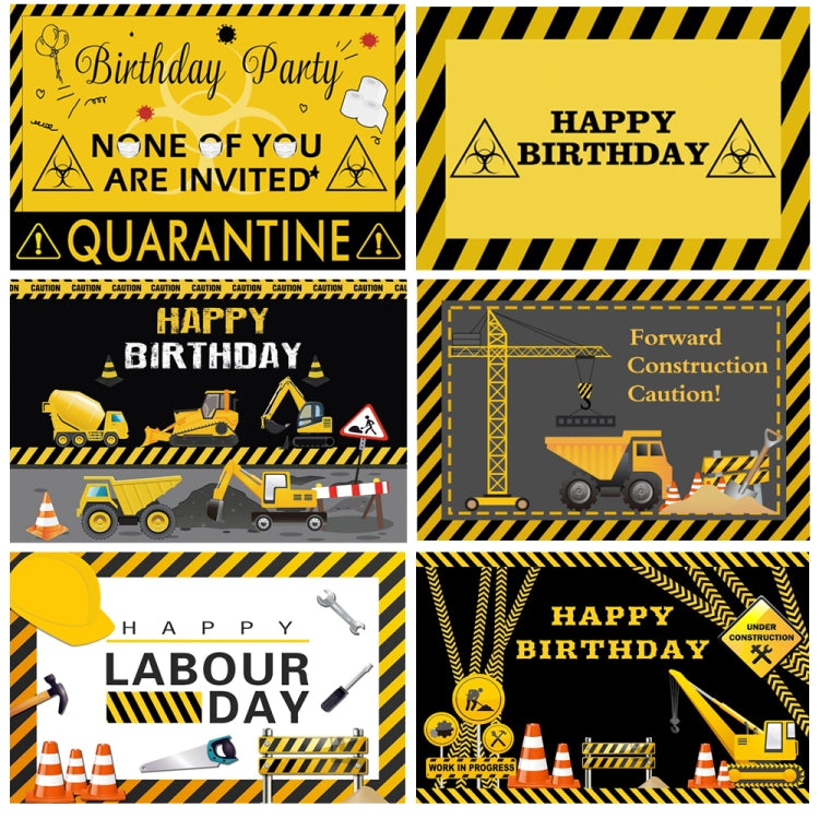 1.5m x 1m  Construction Vehicle Series Happy Birthday Photography Background Cloth(Mdn09936) - Camera Accessories by buy2fix | Online Shopping UK | buy2fix