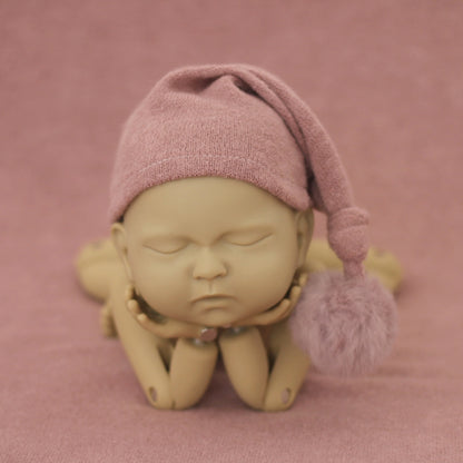 Newborn Photography Clothing Baby Photography Fur Ball Knitted Long Tail Hat(Taro Color) - Camera Accessories by buy2fix | Online Shopping UK | buy2fix