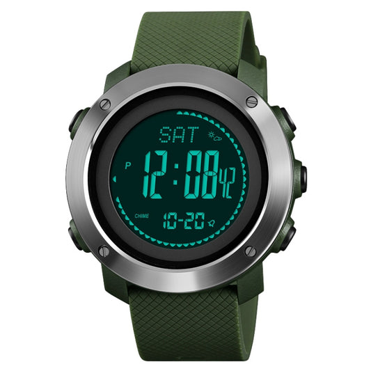 SKMEI 1418 Outdoor Sports Women Watch High Pressure Compass Electronic Watch, Style: Steel Ring Version (Army Green) - Leather Strap Watches by buy2fix | Online Shopping UK | buy2fix