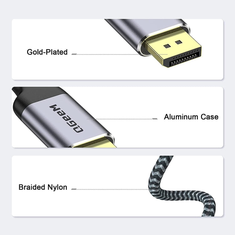 QGeeM QG-UA13 Type-C To DP 4K 60Hz Nylon Braided Adapter Cable, Length: 1.2m - Cable & Adapters by QGeeM | Online Shopping UK | buy2fix