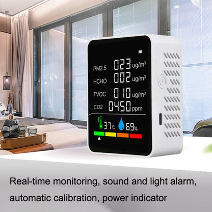 ZN-2COWT 6 In 1 PM2.5 Infrared Sensor CO2 Formaldehyde TVOC Temperature Humidity Detector(White) - Consumer Electronics by buy2fix | Online Shopping UK | buy2fix