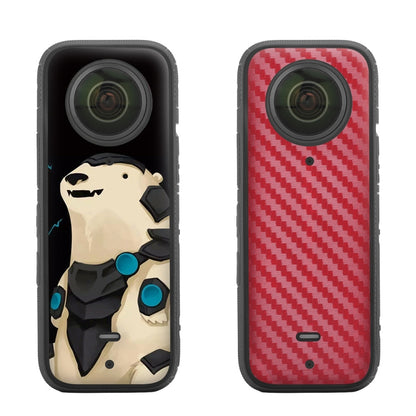 Sunnylife IST-TZ485 For DJI Insta360 X3 Panoramic Camera PVC Protection Scraper Film Stickers(Polar Bear+Carbon Pattern Red) - Protective Film & Stickers by Sunnylife | Online Shopping UK | buy2fix