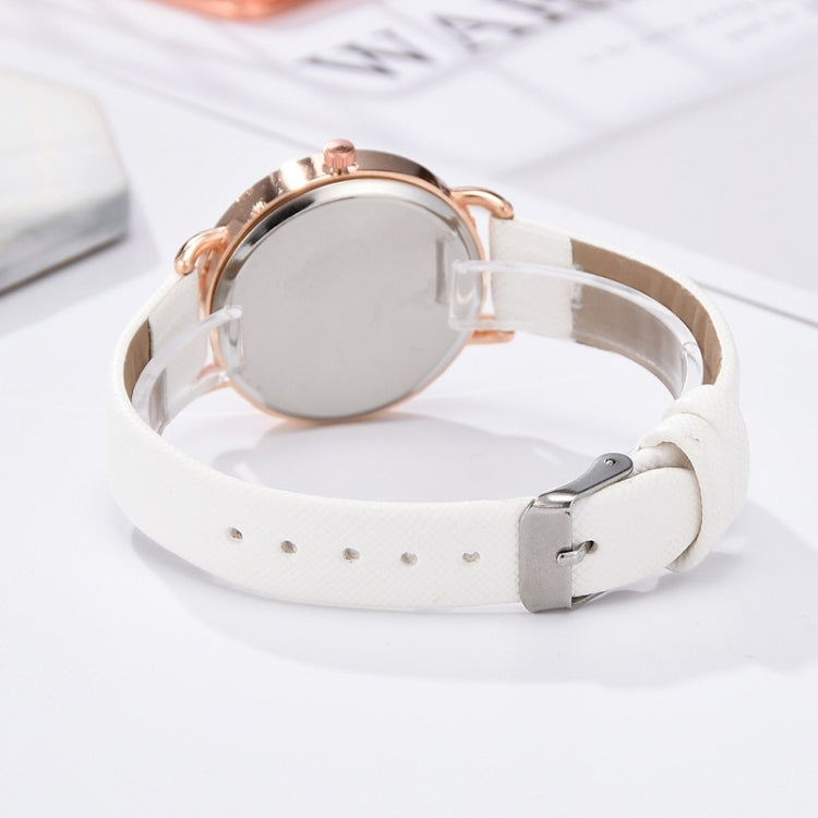 Ladies Moon Pattern Dial PU Strap Quartz Watch, Color: Purple+Bracelet - Leather Strap Watches by buy2fix | Online Shopping UK | buy2fix
