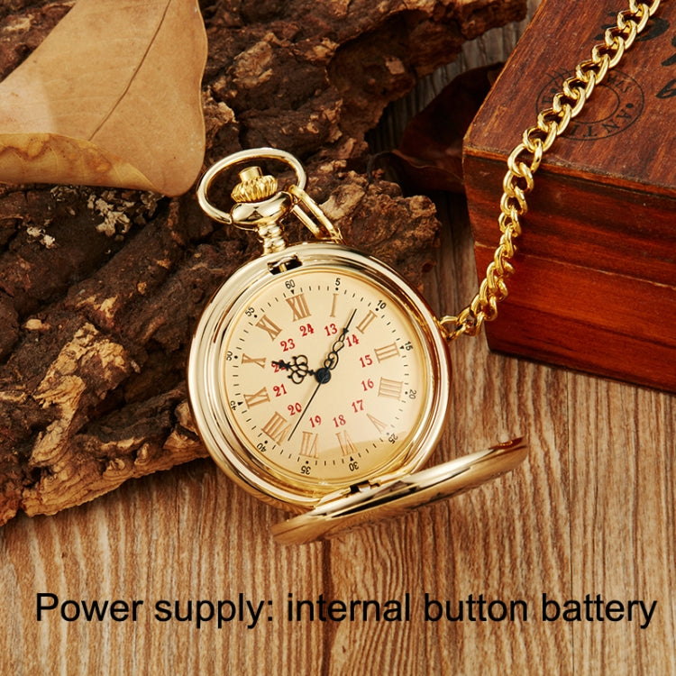 Engraved Vintage Commemorative Quartz Pocket Watch Round Watch, Style: Forever (Gold) - Necklace Watch Watches by buy2fix | Online Shopping UK | buy2fix