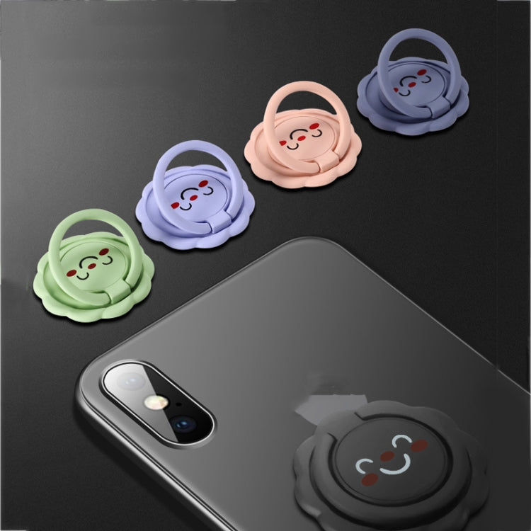 3pcs Sunflower Smiley Mobile Phone Finger Ring Bracket Zinc Alloy Ultra-thin Stand(Black) - Ring Holder by buy2fix | Online Shopping UK | buy2fix