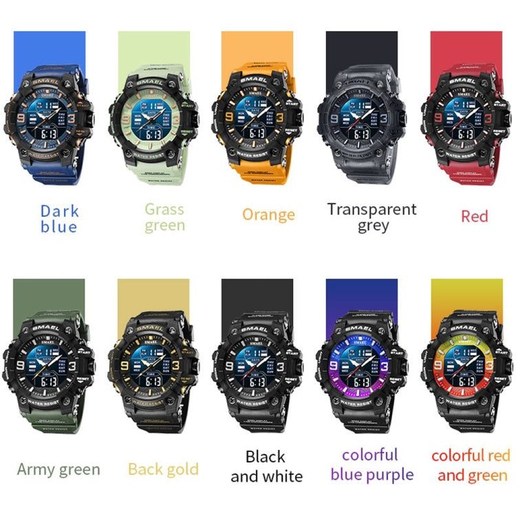 SMAEL 8049 Waterproof Sports Watch Men Multi-function Night Light Electronic Watch(Black) - Leather Strap Watches by SMAEL | Online Shopping UK | buy2fix