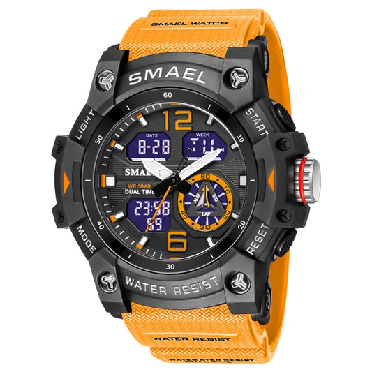 SMAEL 8007 Outdoor Sports Waterproof Dual Display Electronic Quartz Watch(Orange) - Sport Watches by SMAEL | Online Shopping UK | buy2fix