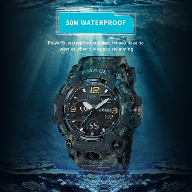 SMAEL 8008 Outdoor Waterproof Camouflage Sports Electronic Watch Luminous Multi-function Waist Watch(Camouflage Army Green) - LED Digital Watches by buy2fix | Online Shopping UK | buy2fix