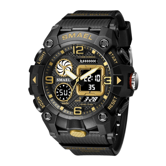 SMAEL 8055 Large Dial Sports Outdoor Waterproof Luminous Multifunctional Electronic Watch(Black Gold) - Sport Watches by SMAEL | Online Shopping UK | buy2fix