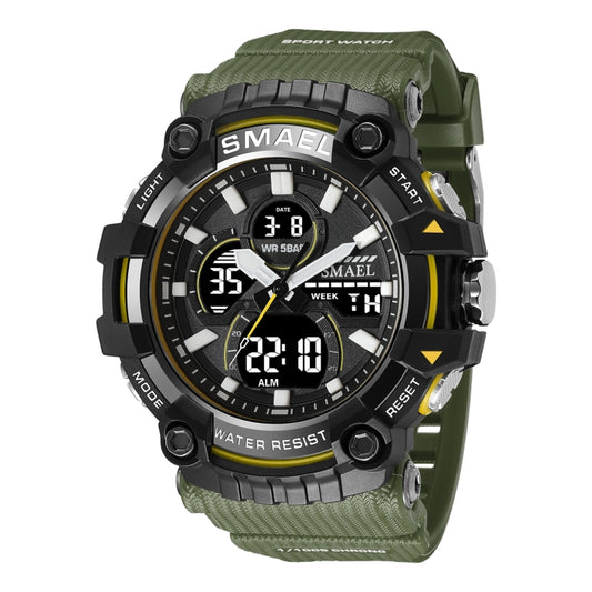 SMAEL 8079 Outdoor Multifunctional Dual Display Dial Waterproof Sports Watch(Army Green) - Sport Watches by SMAEL | Online Shopping UK | buy2fix