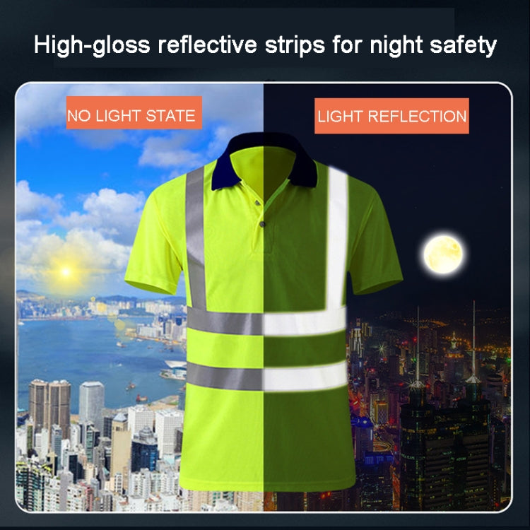 Reflective Quick-drying T-shirt Lapel Short-sleeved Safety Work Shirt, Size: XXXL(Fluorescent Yellow) - Workplace Safety Supplies by buy2fix | Online Shopping UK | buy2fix