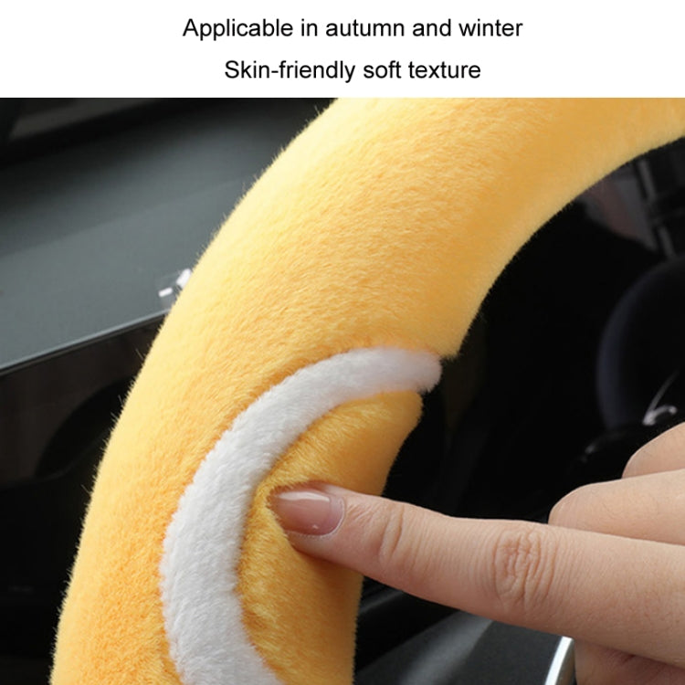 Car Steering Wheel Cartoon Short Fluff Handle Cover, Size: 38cm(Yellow Round) - In Car by buy2fix | Online Shopping UK | buy2fix