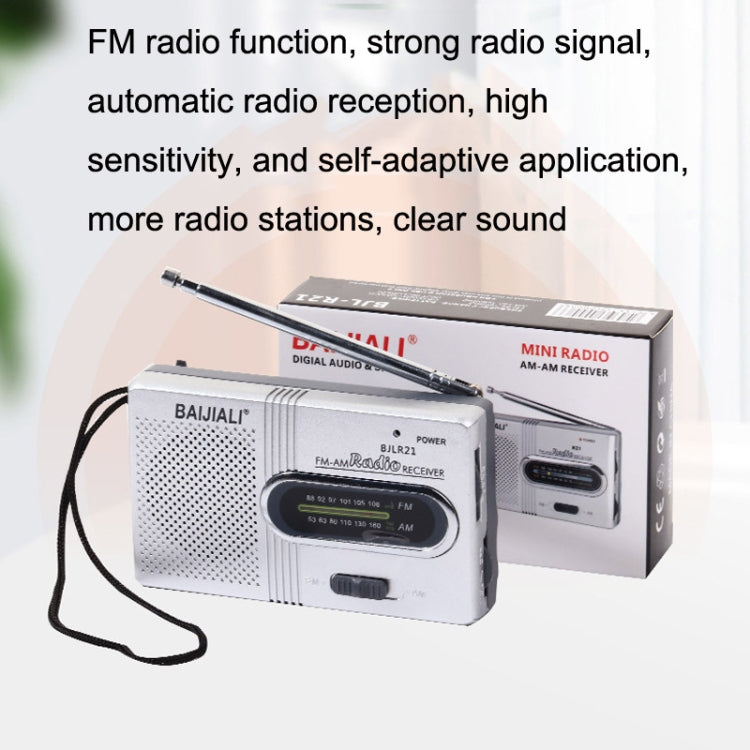 BAIJIALI BJLR21 Simple Retro Radio Full-band Built-in Speaker Outdoor Portable Audio(Silver Gray) - Consumer Electronics by BAIJIALI | Online Shopping UK | buy2fix