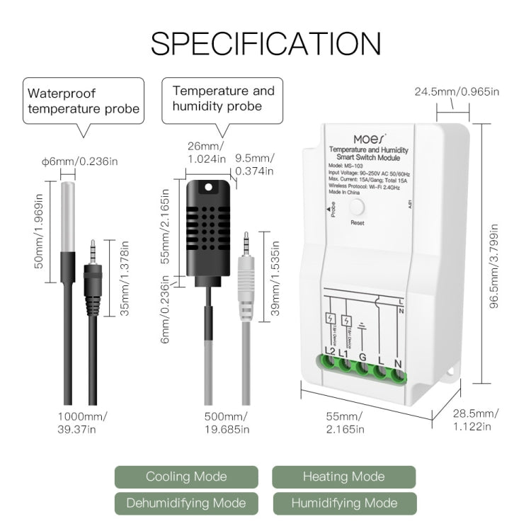 Temperature and Humidity Probe Tuya Dual-way Temperature and Humidity Switch Timer Smart Switch - Consumer Electronics by buy2fix | Online Shopping UK | buy2fix