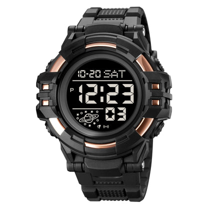 SKMEI 2003 Multifunctional Back Light Sports Watch Mens Countdown Date Alarm Clock Watch(Rose Gold Black Machine) - LED Digital Watches by SKMEI | Online Shopping UK | buy2fix