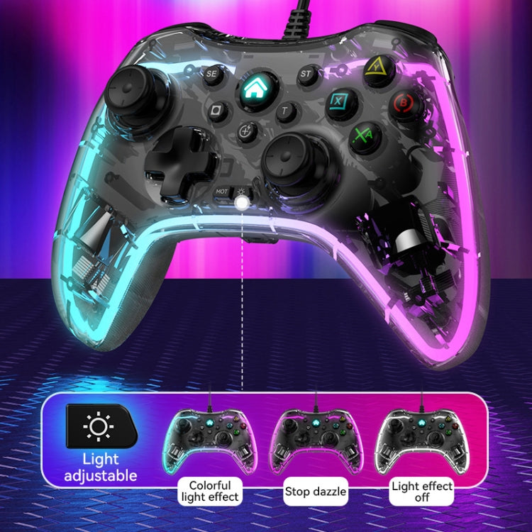 S03 Glare Transparent Wired Gamepad for Nintendo Switch/Sony PS/Computer(Black) - Gamepads by buy2fix | Online Shopping UK | buy2fix