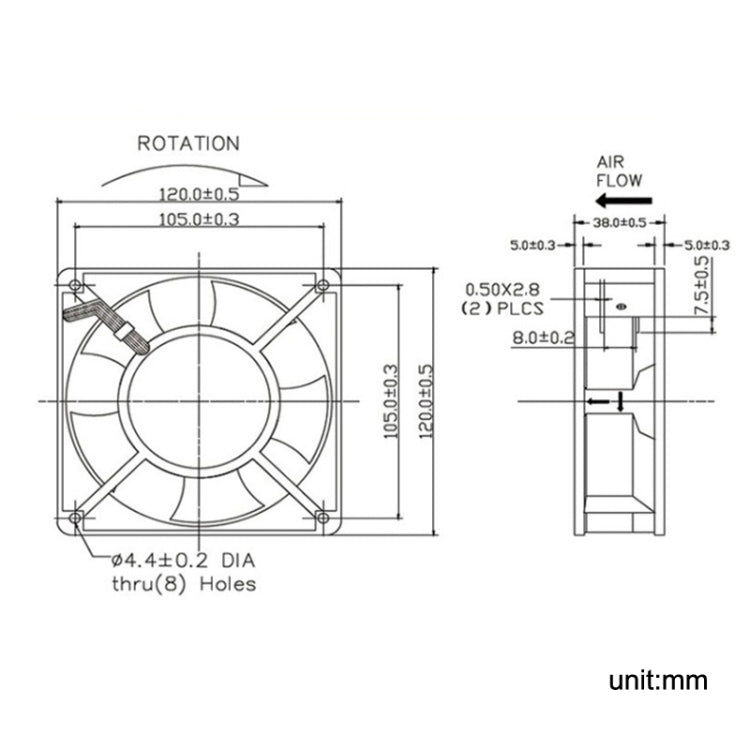 XIN RUI FENG XRX1203 220V Double Roller Cooling Fan 12cm Cabinet Power Distribution Cabinet Shaft -  by XIN RUI FENG | Online Shopping UK | buy2fix